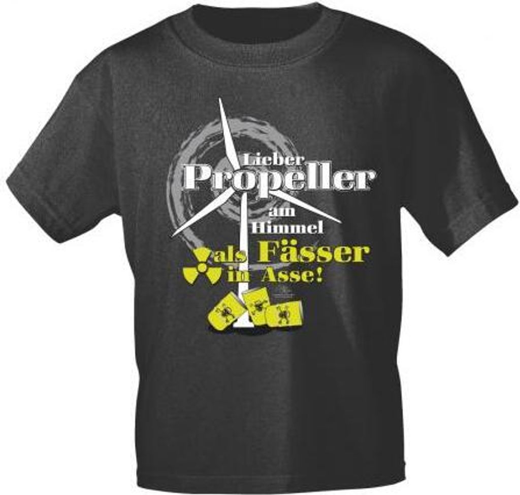 T-Shirt mit Print - Lieber Propeller am Himmel als Fässer Produktbild 