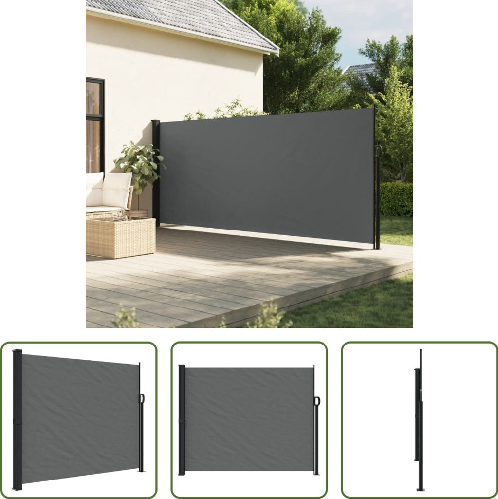 The Living Store Seitenmarkise Ausziehbar Anthrazit 160x500 cm