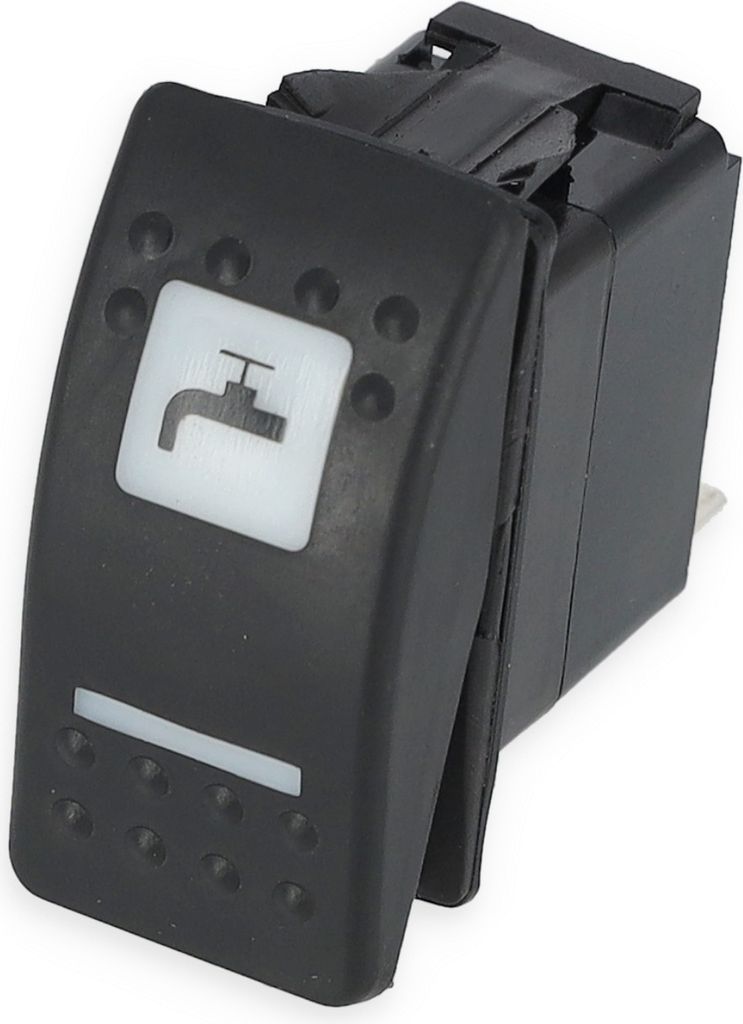 LED Kippschalter, ON-OFF, mit Schaltersymbolen, max. Belastung 25 Amp. bei 12 Volt Symbol: Wasser