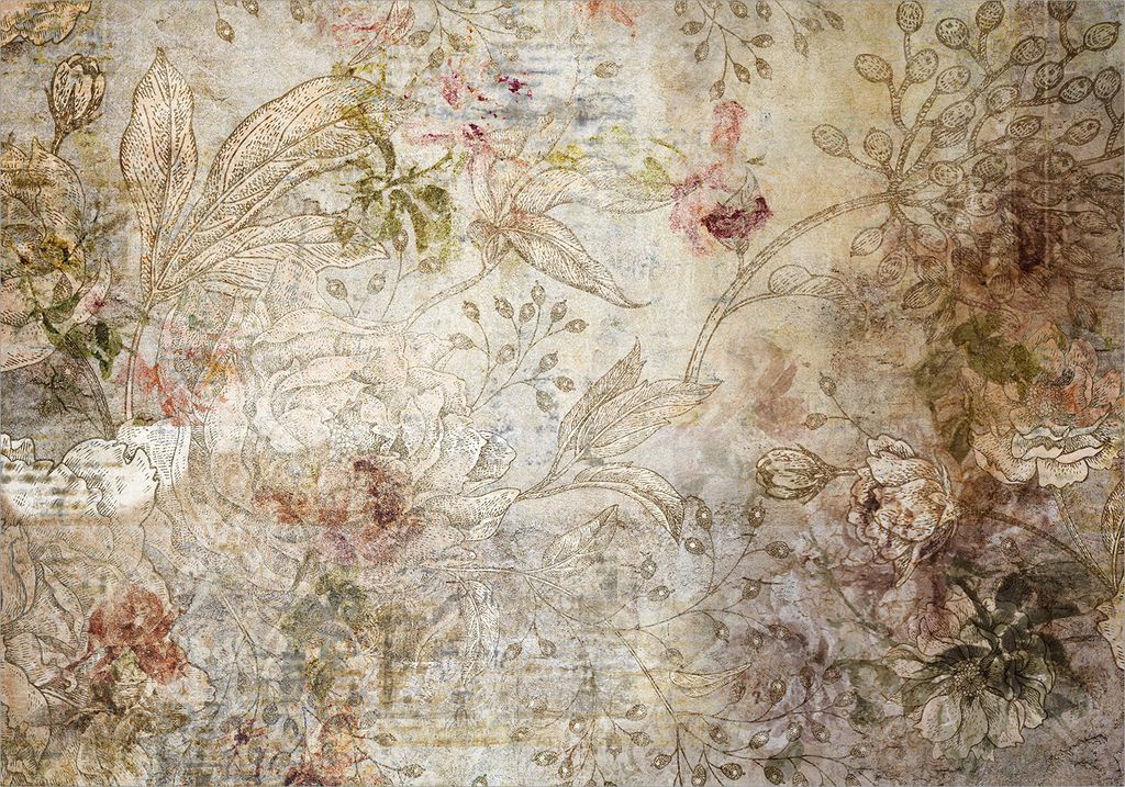 Vlies Fototapete Blumen 450x315 cm Tapeten Wandtapete XXL Pflanzenmotiv Botanik Vintage Retro b-C-0770-a-a