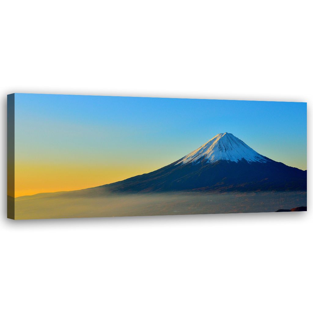 Leinwandbild Mount Fuji 90x30 Feeby Blau bild für die wand bereit zum aufhängen