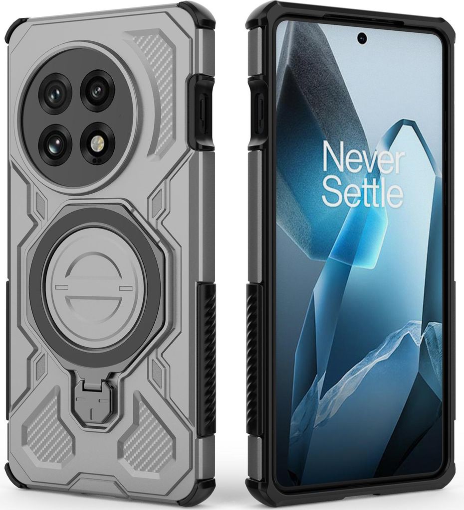 Robuste Handyhülle für OnePlus 13 mit Ringhalter Ständer Stoßfest, Magnetisch, Dual-Layer Schutz Grau