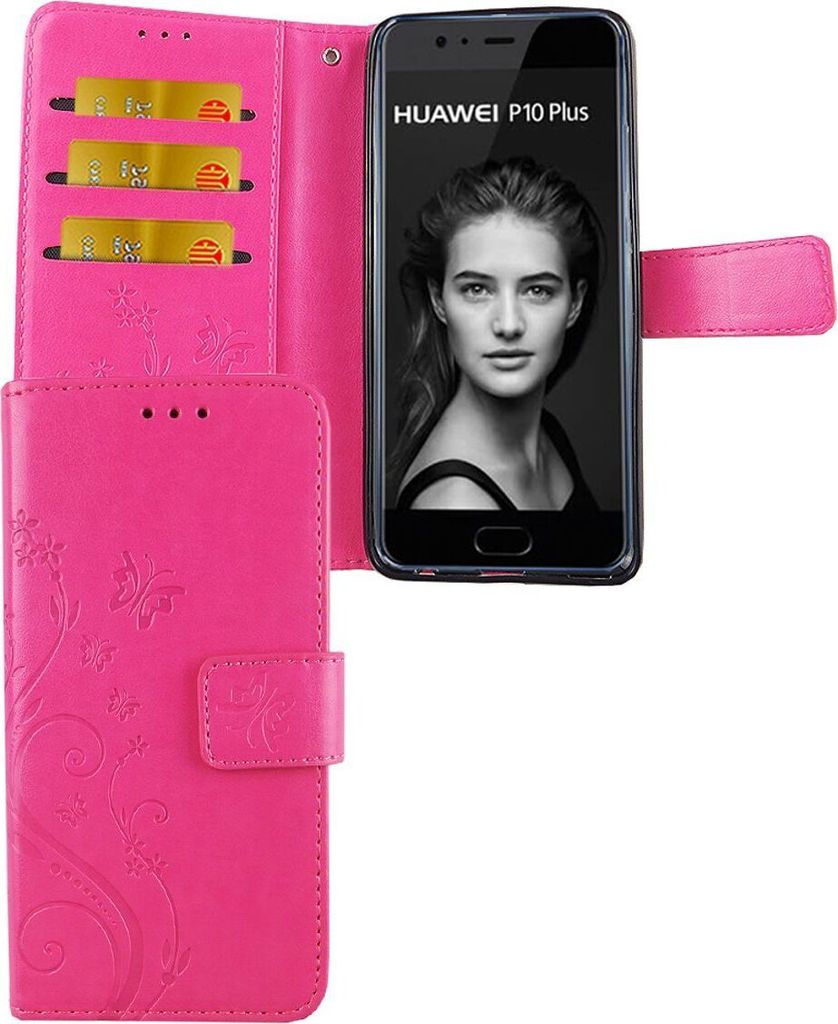 Schutz Hülle Blumen für Handy Huawei P10 Plus Pink