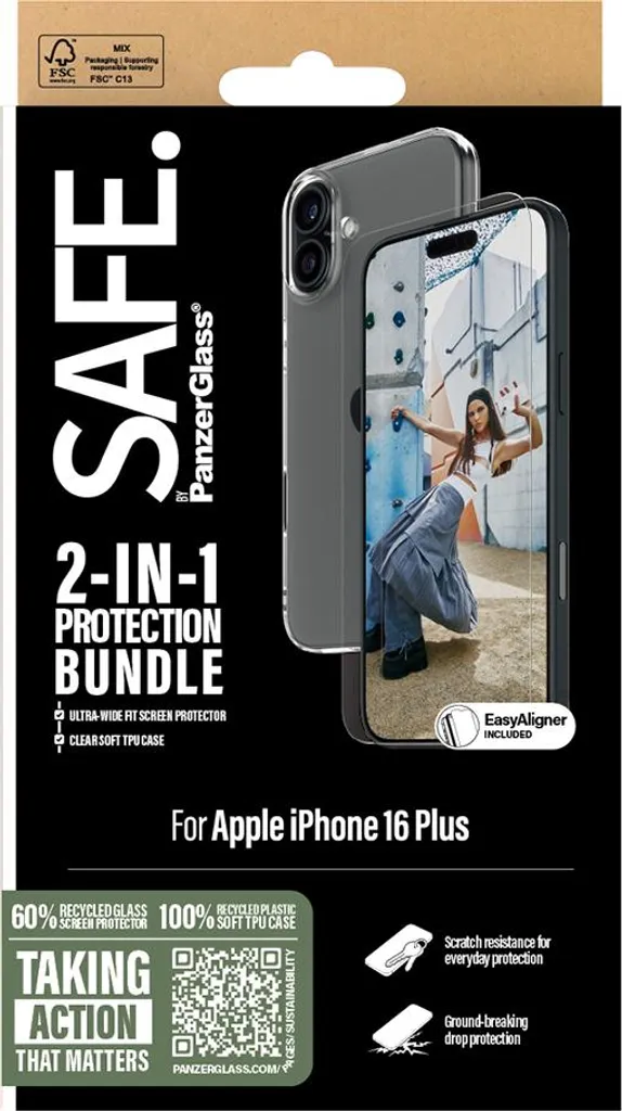 PanzerGlass SAFE. iPhone 16 Plus: Eleganza e Sicurezza Trasparente - 3