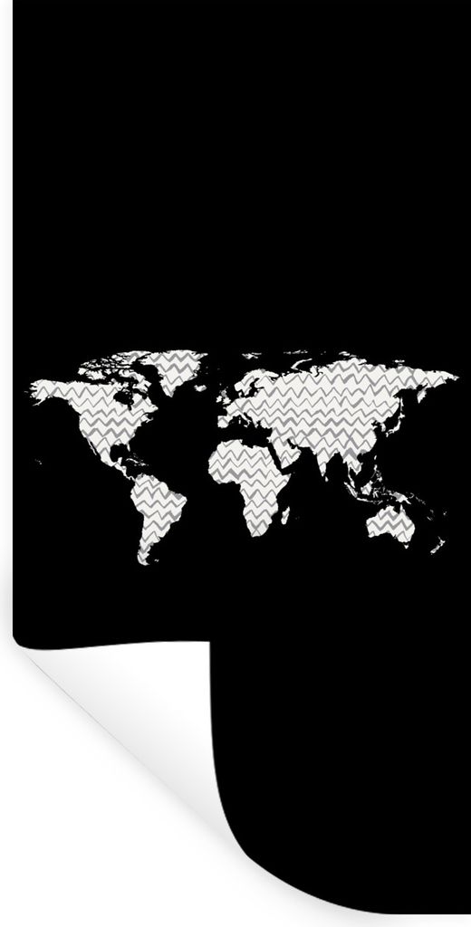 MuchoWow Wandtattoo Wandsticker Wandaufkleber Weltkarte - Muster - Schwarz 40x80 cm Selbstklebend und Repositionierbar - Repositionierbar - Wasse...