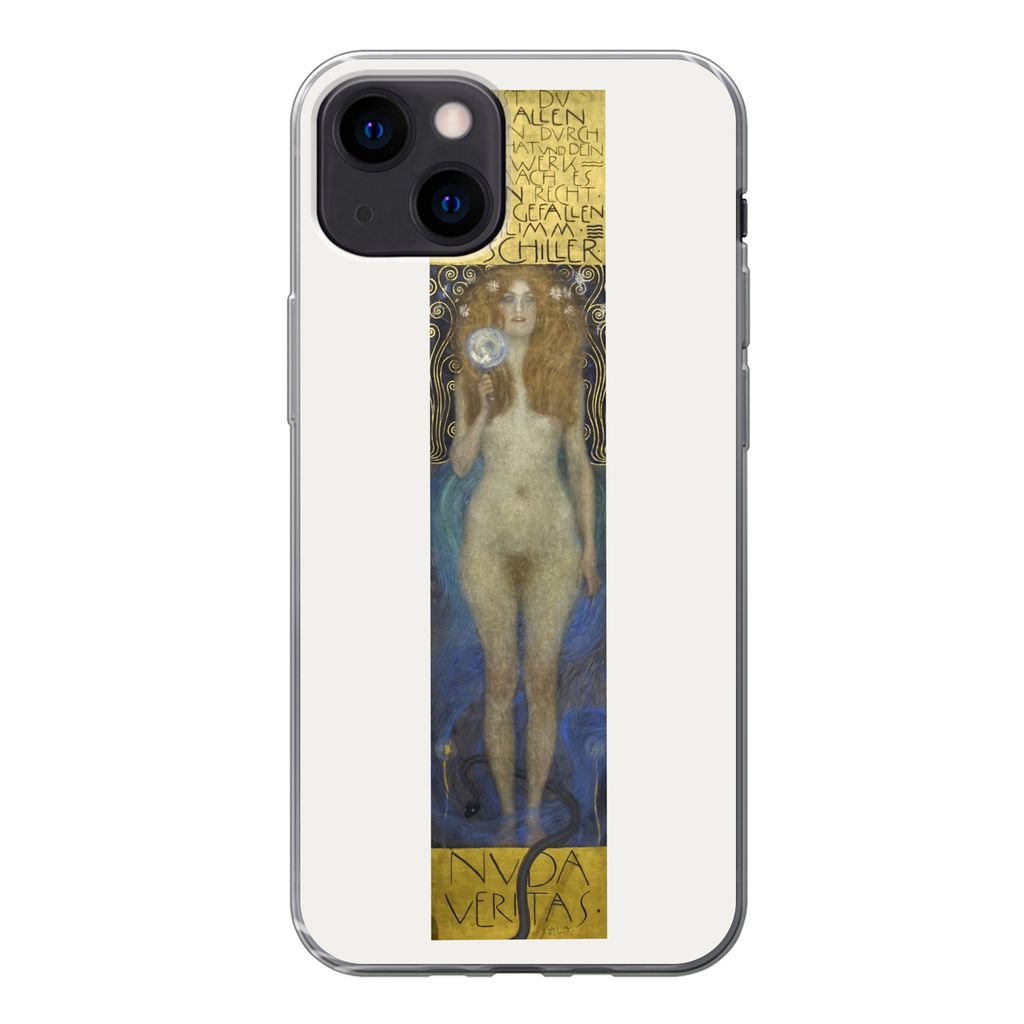 MuchoWow Handyhülle Schutzhülle Hülle für iPhone 13 mini Nuda veritas - Gustav Klimt Silikon Softcase Handy Hülle - Softcase