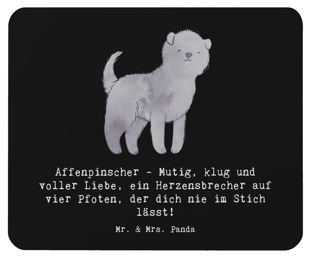 Mr. & Mrs. Panda Mouse Pad Affenpinscher Liebe - Schwarz - Geschenk, pflegeleicht, Wohnungshund, computer mousepad, Hunderassen Pflege, laptop, Eig...