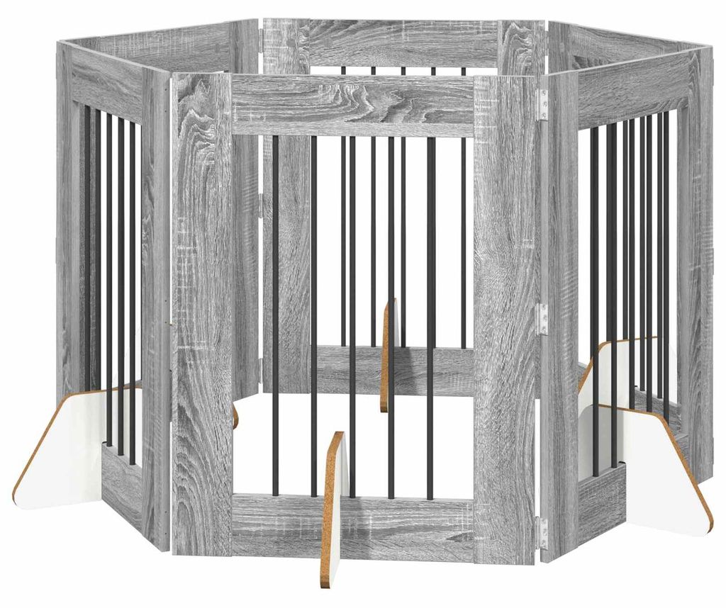 vidaXL Hundetor mit Ständern 6 pcs Graues Sonoma 60 x 80 cm