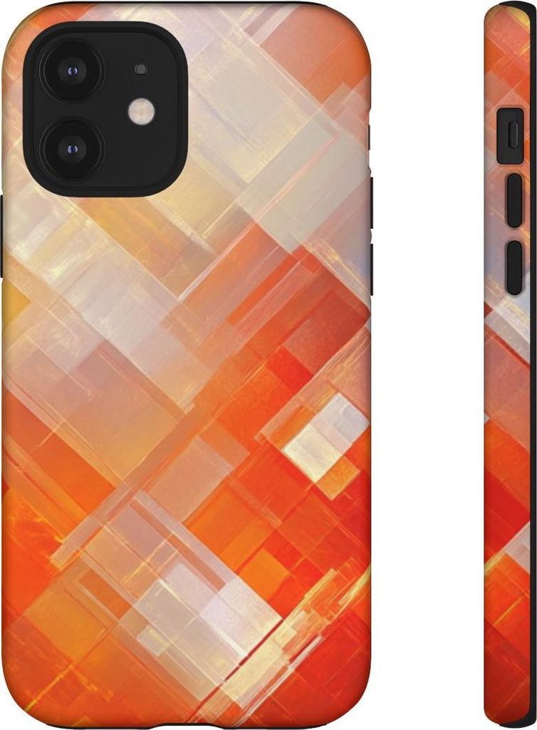 Abstraktes geometrisches Muster in Orange – Hülle Kompatibel mit iPhone 12