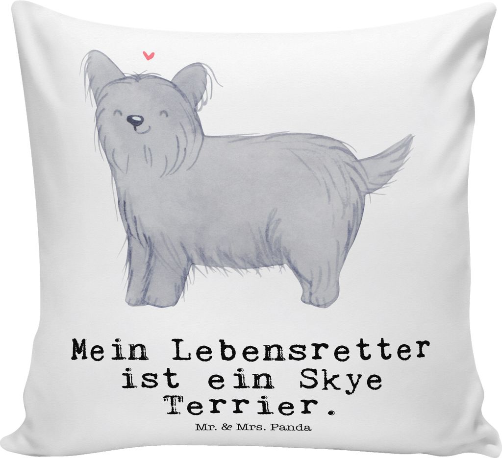 Mr. & Mrs. Panda Dekokissen Skye Terrier Lebensretter - Weiß - Geschenk, kissen bedruckt, 40x40, Deko, Zierkissen, Polster