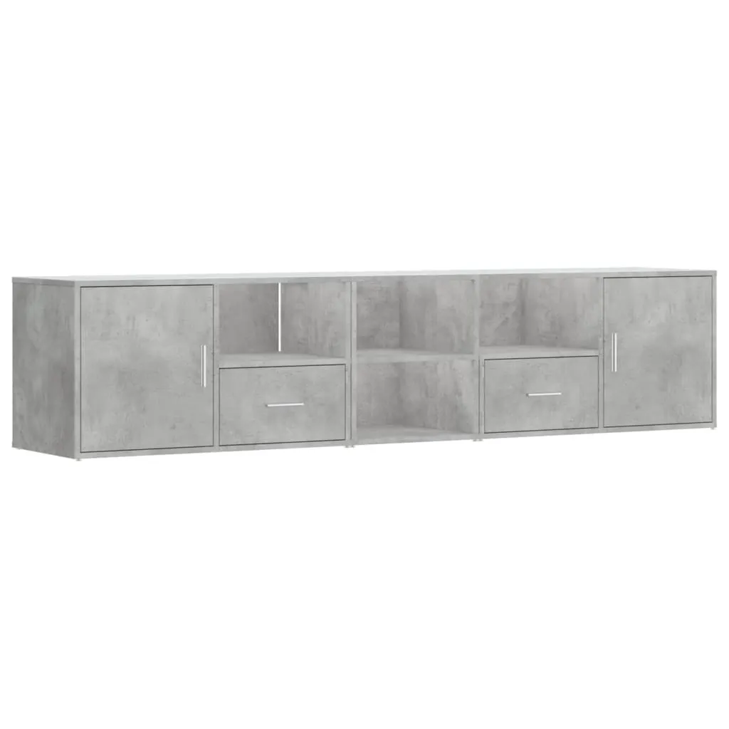 Meuble d'angle gris béton 200 cm, structure bois robuste et design chic
