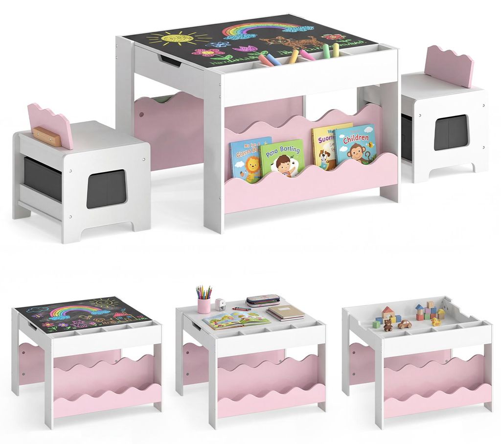 Table pour enfants COSTWAY avec 2 chaises, ensemble de Image du produit 