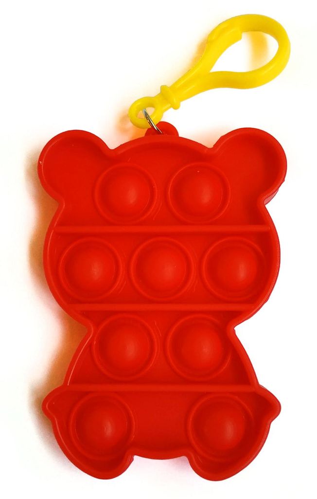 Fidget Toy Push Pop Bubble Keychain - Anti Stress Spielzeug - Schüsselanhänger Bär Rot