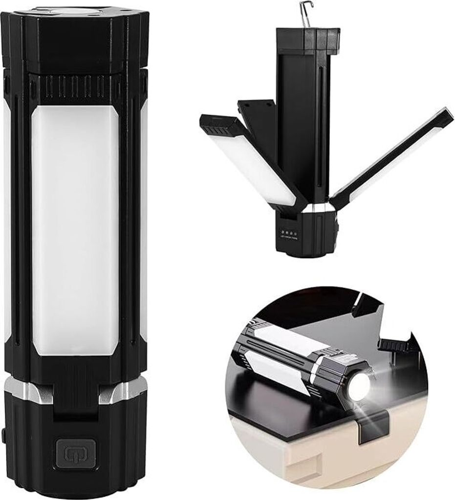 LED-Tragbare-Campingleuchte, 90-Grad-Drehung,3000mAh Campinglampen, wiederaufladbare Taschenlampe, faltbare Zeltleuchte, geeignet für Camping-Notf...