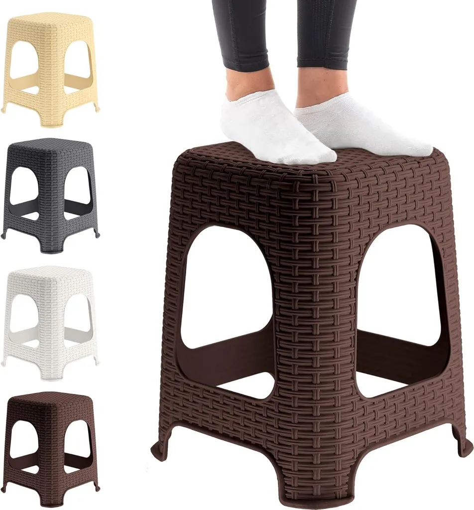 Tabouret stable plastique anti-glisse marron charge max 120 kg