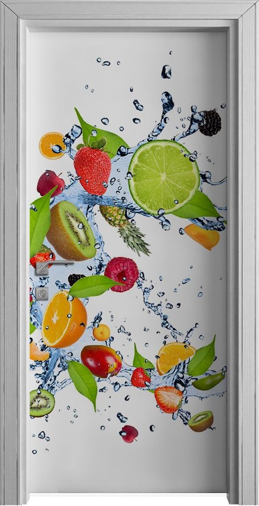 Tür Selbstklebende 90x210 cm Türfolie Türtapete Klebefolie - Splash Früchte Spritz