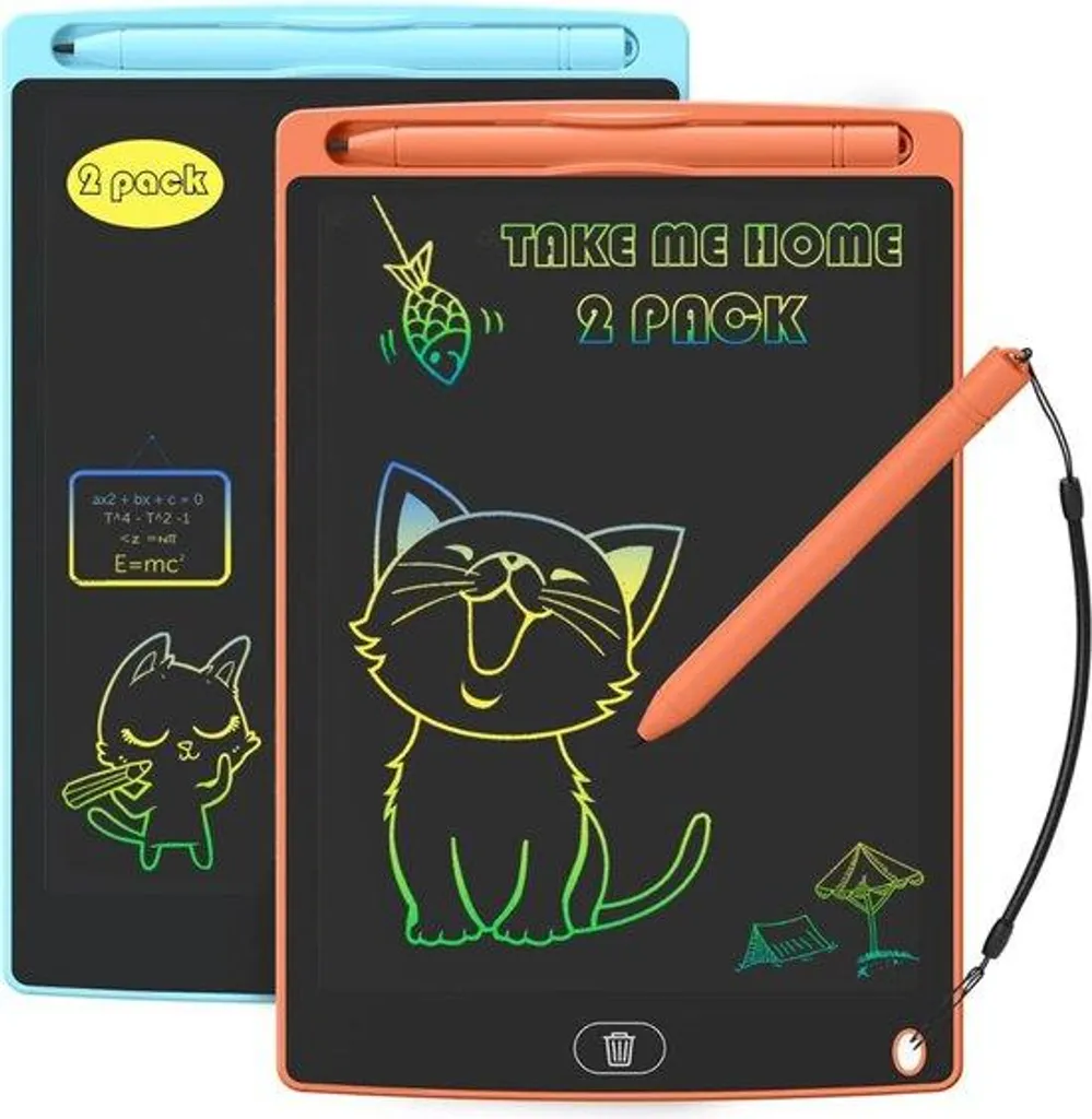 Ardoise magique numérique pour enfant 8,5 pouces pack de 2 bleu et rose