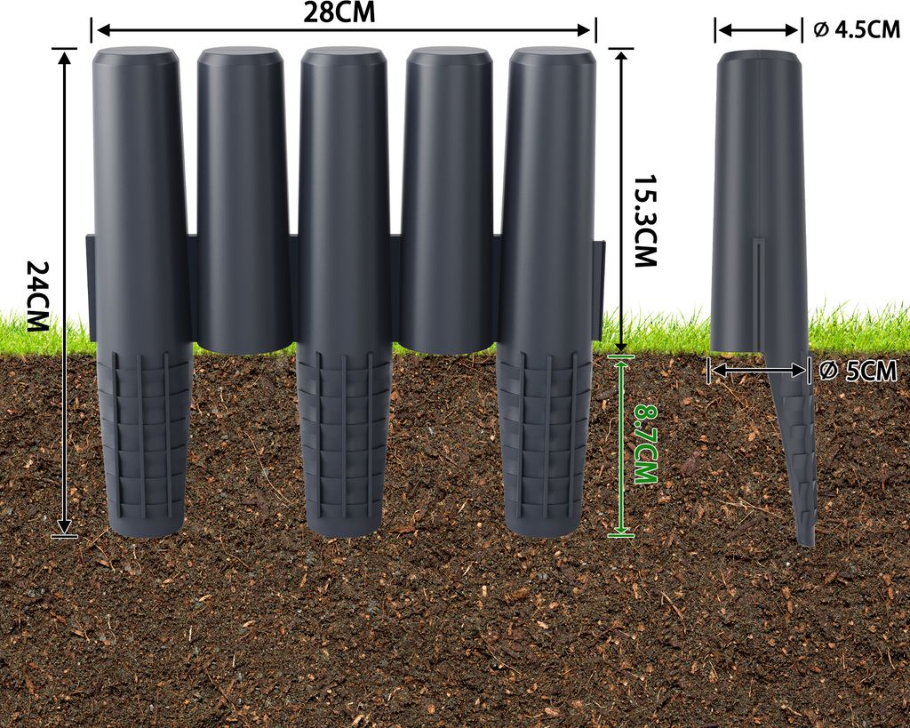 UISEBRT 8,4m Rasenkante Palisade Holzoptik Beeteinfassung Beetumrandung Gartenpalisade Raseneinfassung Beetzaun Mähkante Garden Border Beetzaun (8...