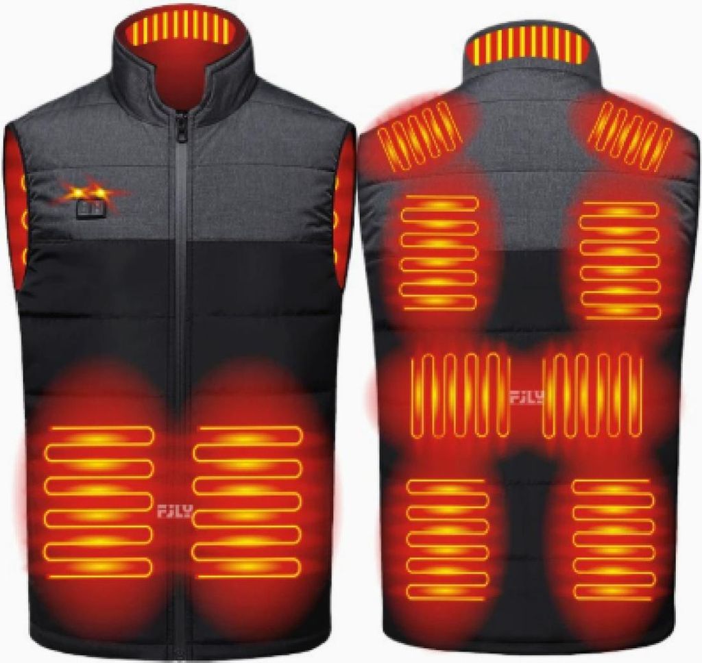 INF Smarte beheizbare Weste Grau-Schwarz mit 10000mAh Akku - 11 Heizzonen 4XL