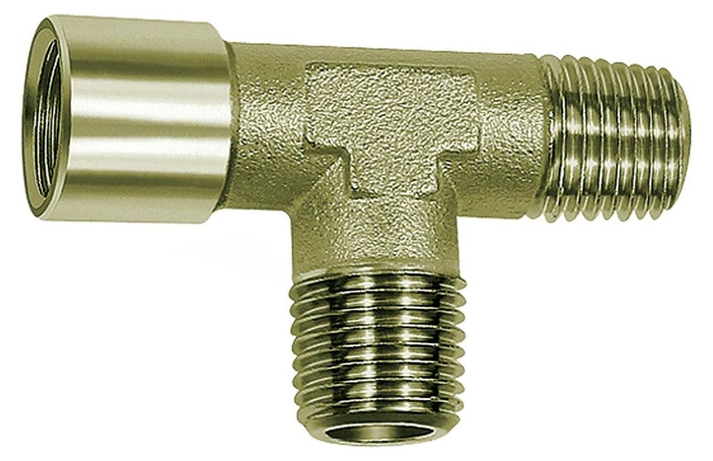 Riegler T-Stück, außen/außen/innen, G/R 3/8, SW 17, Messing vernickelt