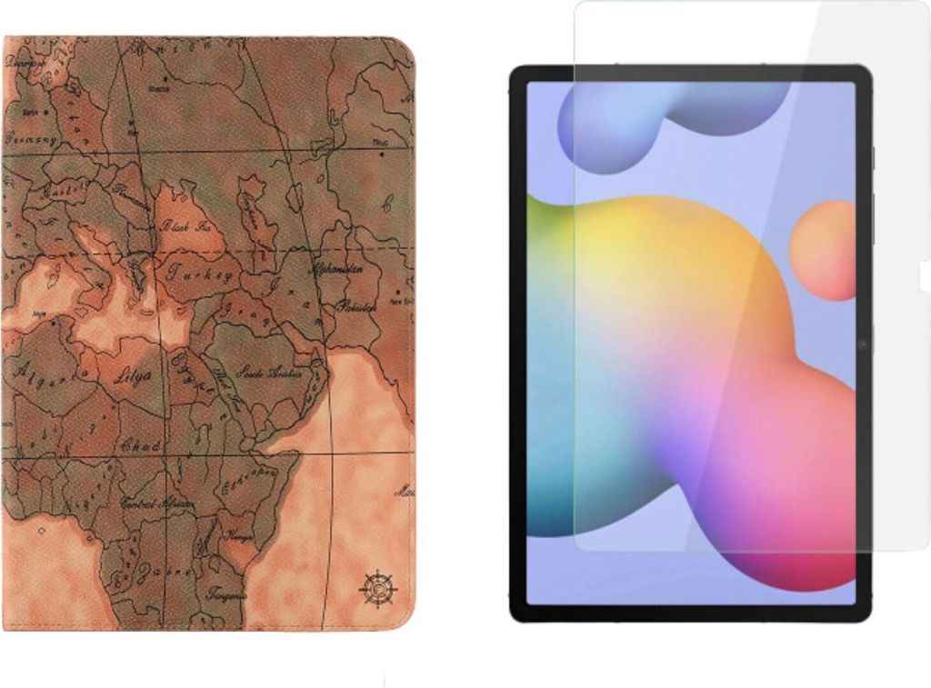 2in1 Set für Samsung Galaxy Tab S7+ Plus SM-T970 SM-T975 12.4 Zoll Tablet mit Smartcover + Schutzglas mit Auto Sleep/Wake Magnetverschluss Hülle