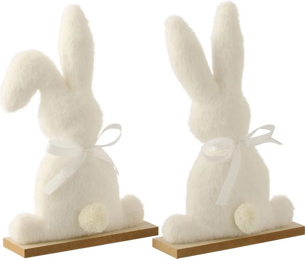 J-Line Lapins en polyester blanc moyen assortis 2 pièces - Déco Maison