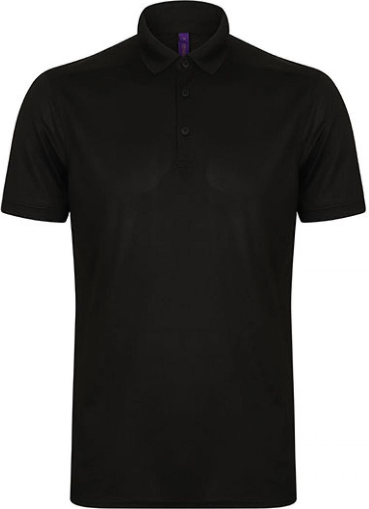 Henbury H460 | Herren Stretch Polo Shirt + Wick Finish - Farbe: Black - Größe: S
