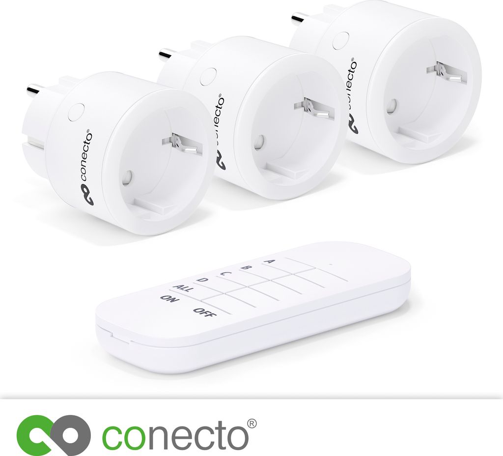 conecto Funk-Steckdosen Set 2300 Watt Funksteckdose, Weiß, Produktbild 