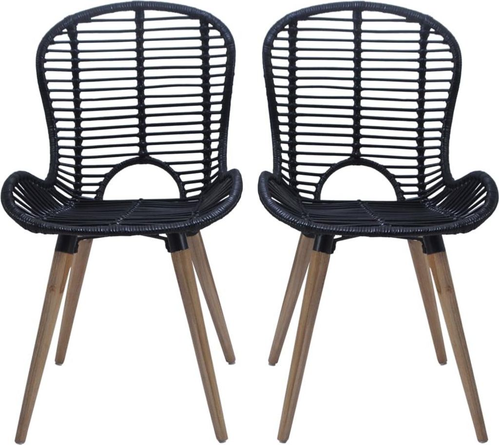 vidaXL Esszimmerstühle 6 Stk. Natur Rattan Schwarz