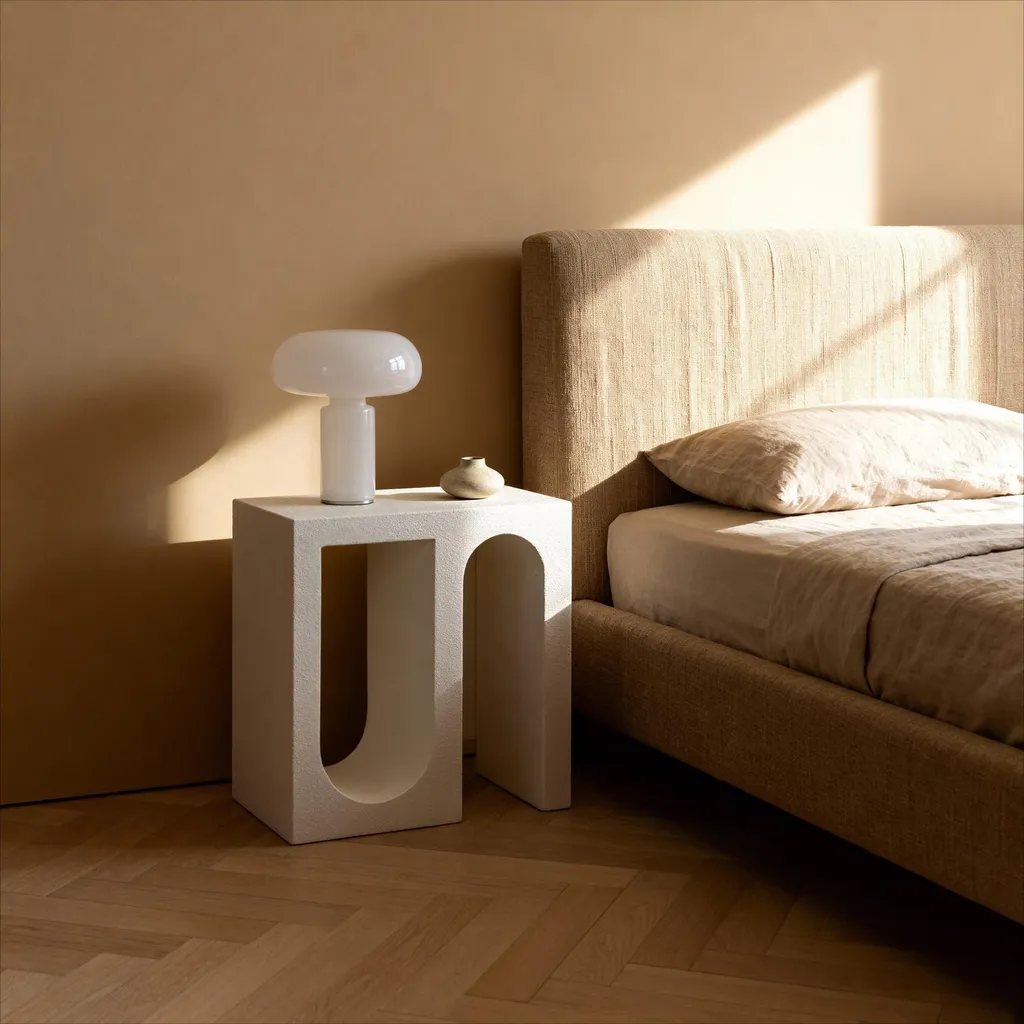 Table de chevet gain de place pour chambre étroite en MDF blanc 55cm