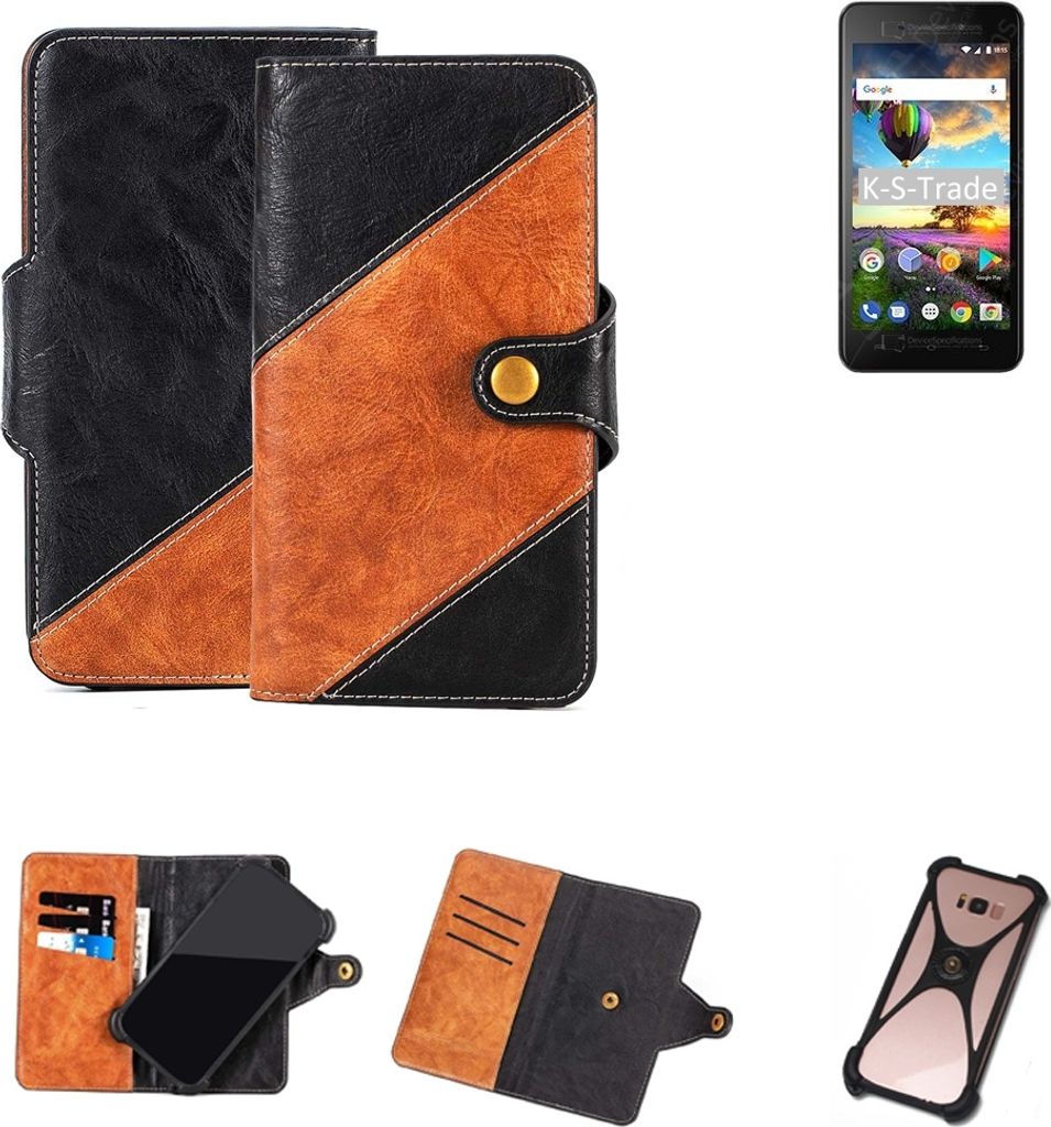 K-S-Trade Handyhülle Schutzhülle Bookstyle Case Wallet-Case kompatibel mit BQ Mobile BQ-5206L Balance Handy Cover Bumper Klapphülle schwarz