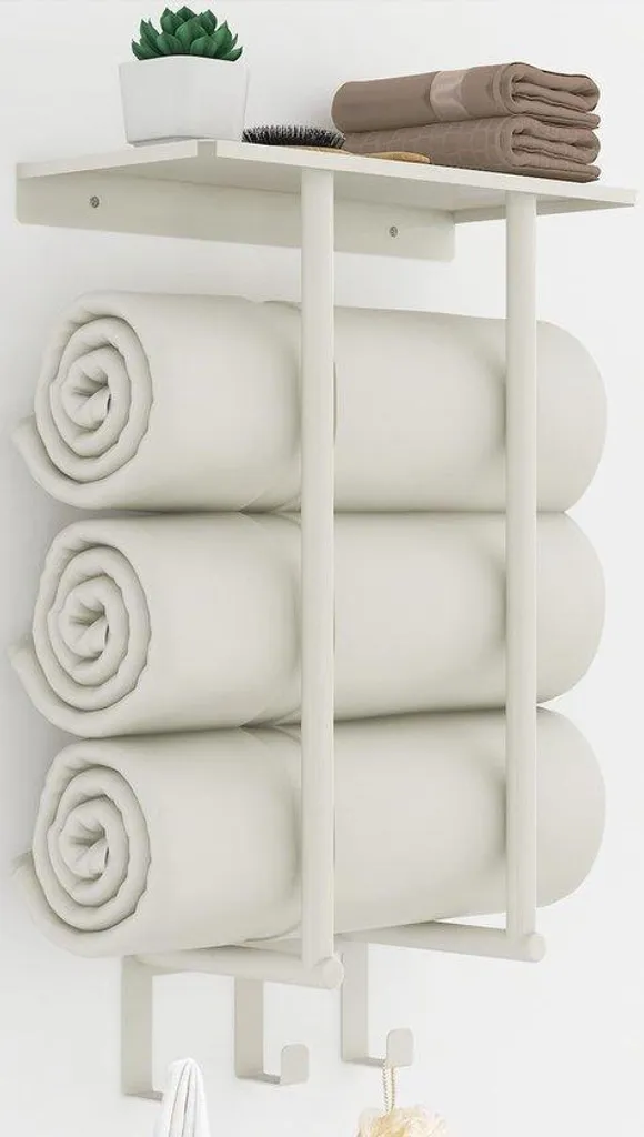 Porte-serviette mural blanc 50 cm : fini les serviettes qui traînent