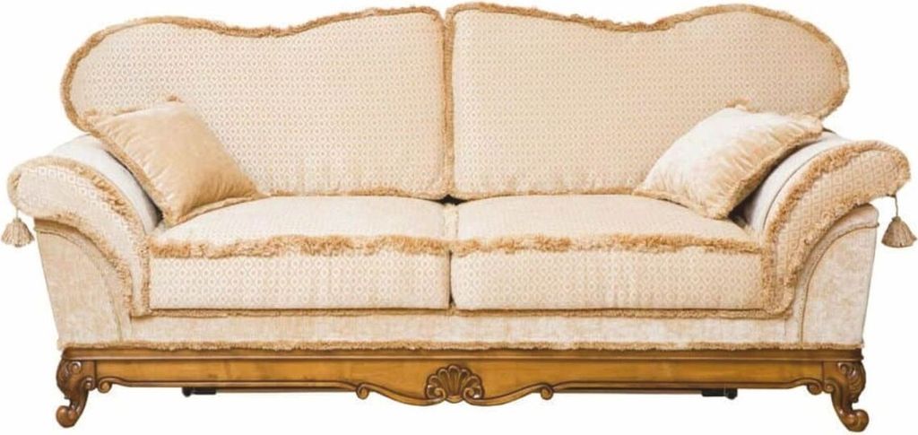 Casa Padrino Luxus Barock Sofa Creme / Braun 210 cm - Barock Wohnzimmer Möbel