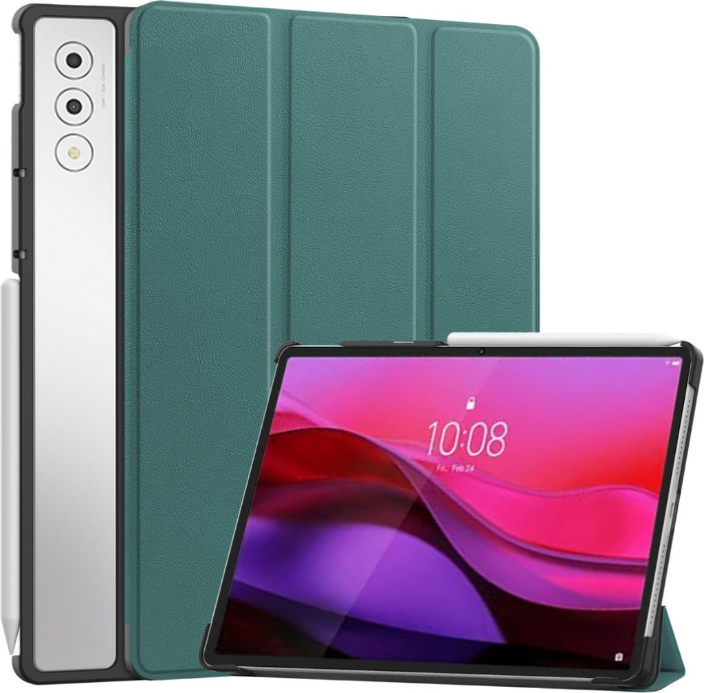 Hoozey - Hülle kompatibel mit Lenovo Yoga Tab Plus (2025) - 12.7 Zoll - Mit AutoWake-Funktion - Kunstleder Tablet Case Schutzhülle - Dunkelgrün