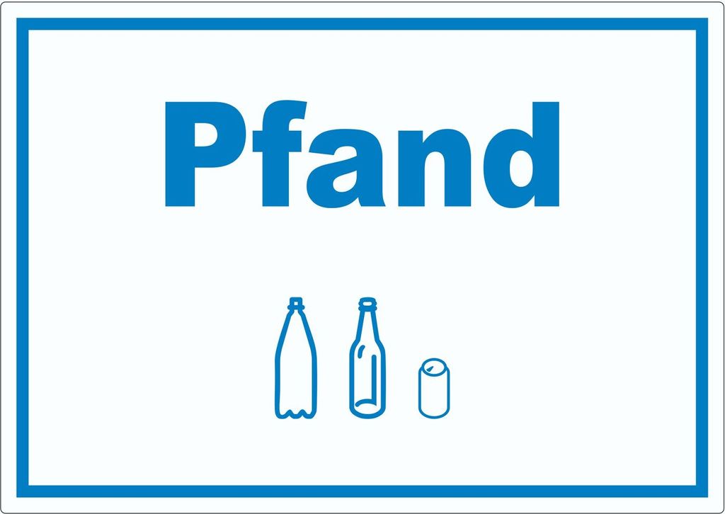 Pfand Mülltrennung Aufkleber Text Symbol Flasche Dose Mehrweg Geld A1 (594x841mm)
