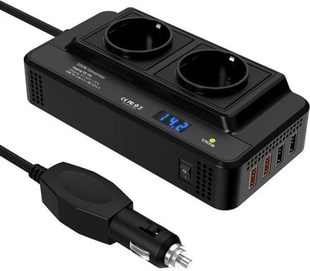 Convertisseur de courant 12 V pour voiture, 200 W - Image du produit 