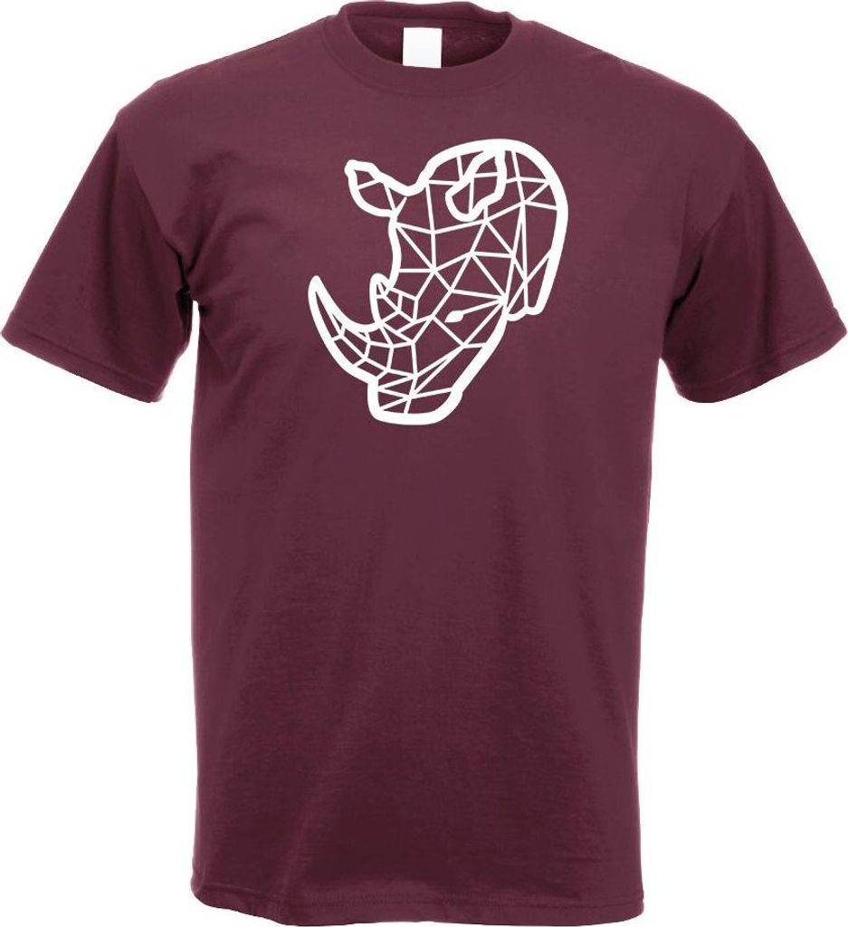 Kiwistar - T-Shirt - Burgund - Polygon Nashorn Figur Tier Art Herren Funshirt Bedruckt Design Sprüche Spruch Motive - mit Motiv Bedruckt - Funshir...