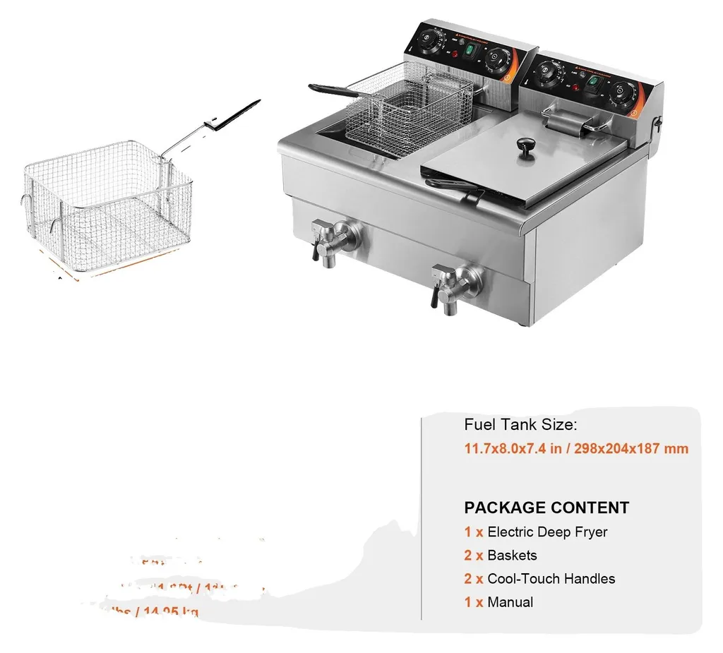 Friteuse double cuve 2 x 11,6L avec régulation de température précise