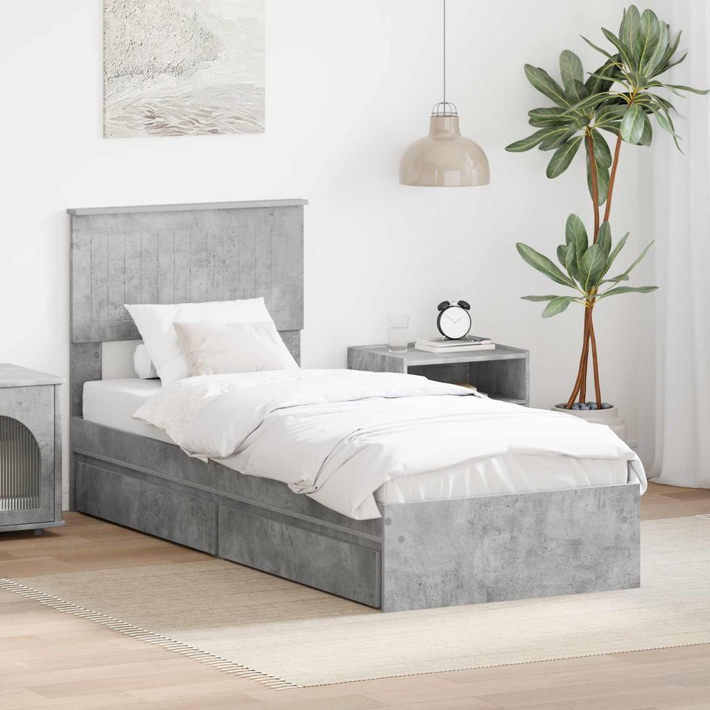 Maison Exclusive - Aufbewahrungsbett Beton Grau 75 x 190 cm Holzwerkstoff
