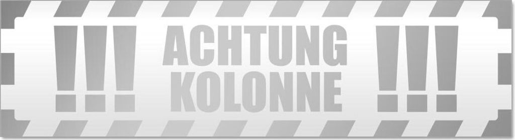 Kiwistar Achtung Kolonne gestreift Magnetschild Schild magnetisch - 45cm Silber - Magnetfolie für Auto PKW Kfz