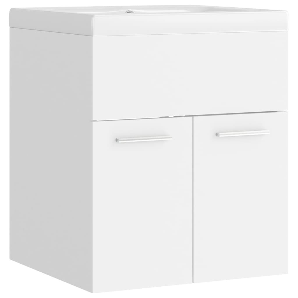 vidaXL Mobiletto con lavabo incorporato in legno bianco Immagine del prodotto 