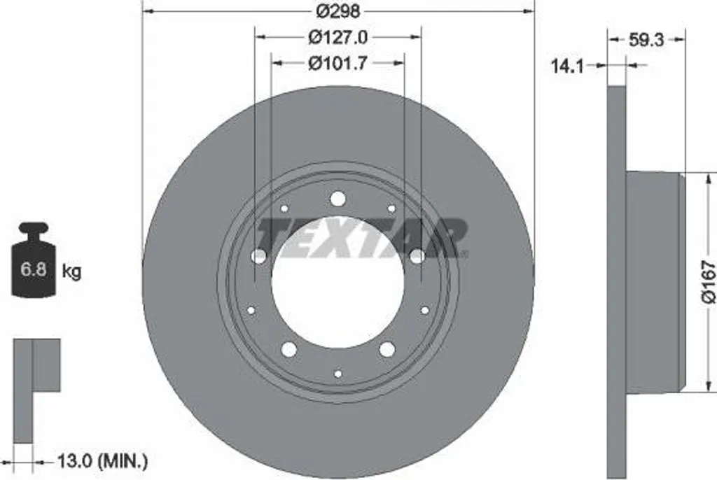 Disque de frein Defender pour remorquage et off-road TEXTAR 92230503