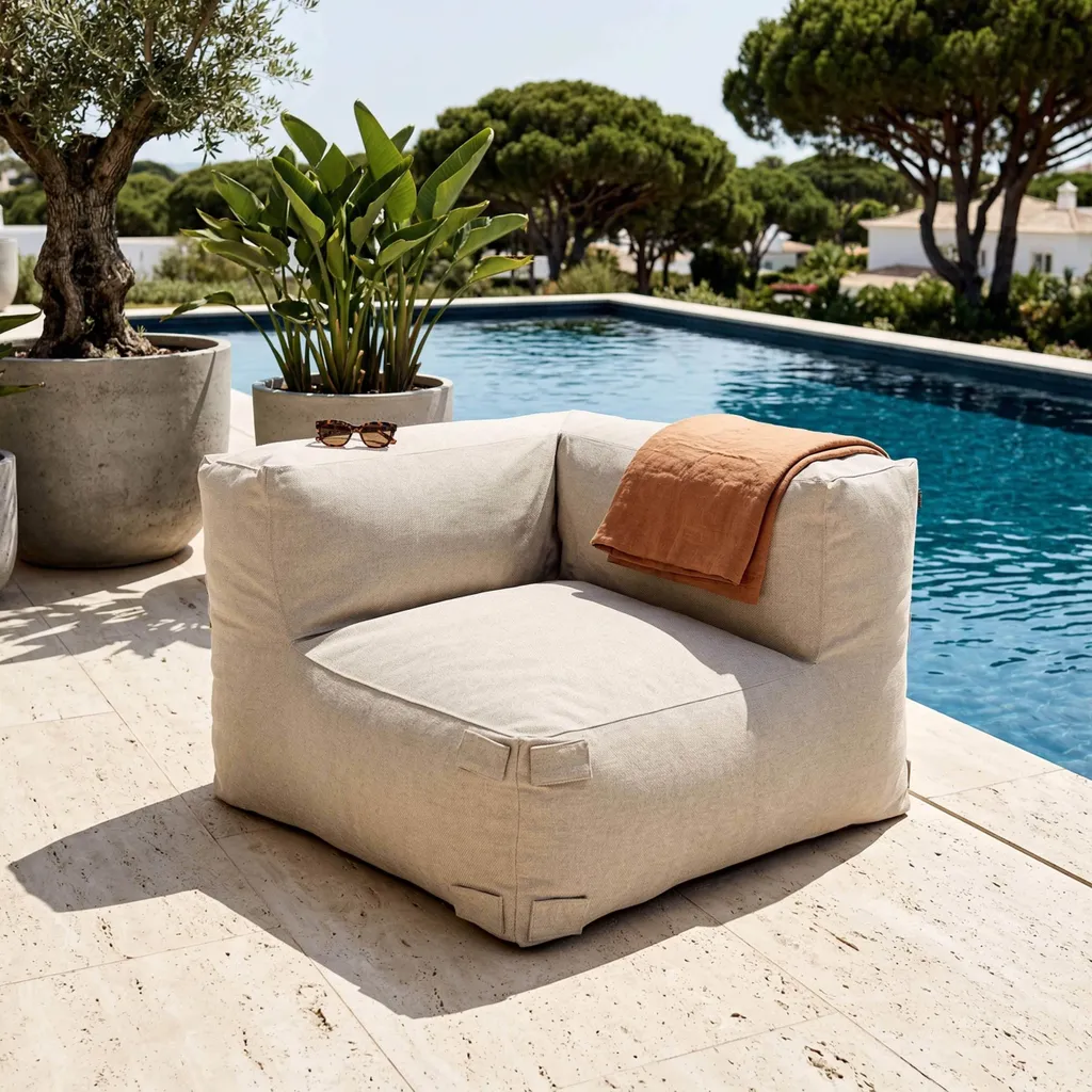 Fauteuil d'angle beige Oviala Mixi : optimisez l'espace de votre salon