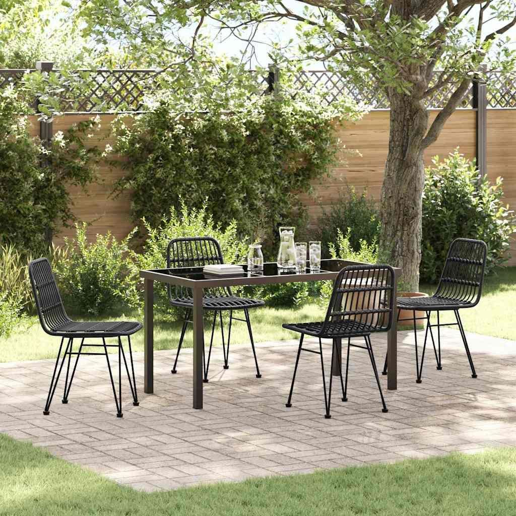 Maison Exclusive - Garten Essgruppe 5 pcs Schwarz Pulverbeschichteter Stahl