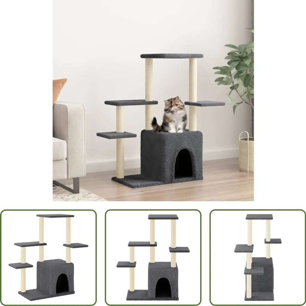Albero per Gatti 97,5 cm Grigio Scuro - Tiragraffi in Sisal Robusto
