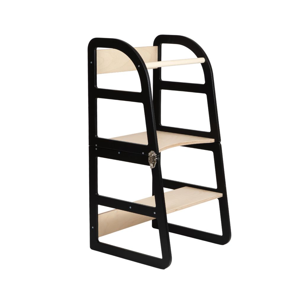 leg&go Verstellbarer Lernturm 2-in-1, Montessori Lernturm für Kinder, Schwarz