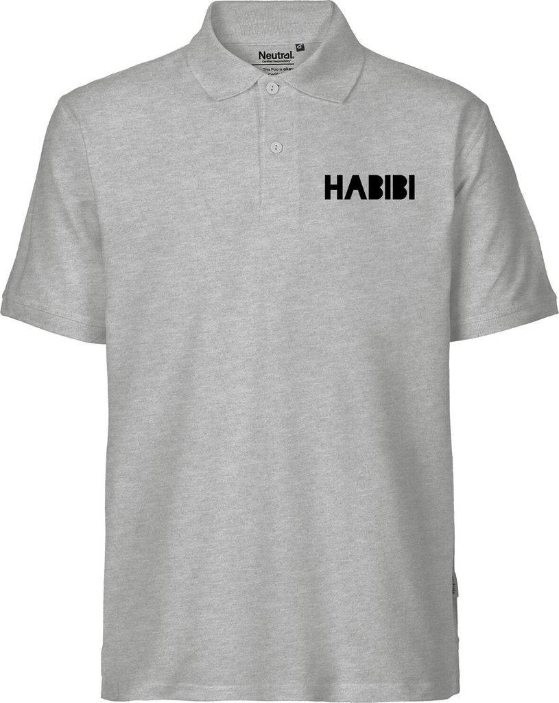 Huuraa Herren Polo Shirt Habibi Schatz Freund 3XL Sport Grey Bio Baumwolle Fairtrade Poloshirt Geschenkidee