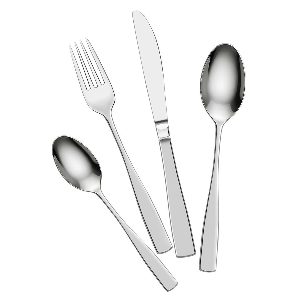 Besteck Set 4 Personen, 16 Teilig Messer Gabel Löffel Set, Modernes Essbesteck mit Glänzendem Finish, Besteck Edelstahl Rostfrei Spülmaschinenfest