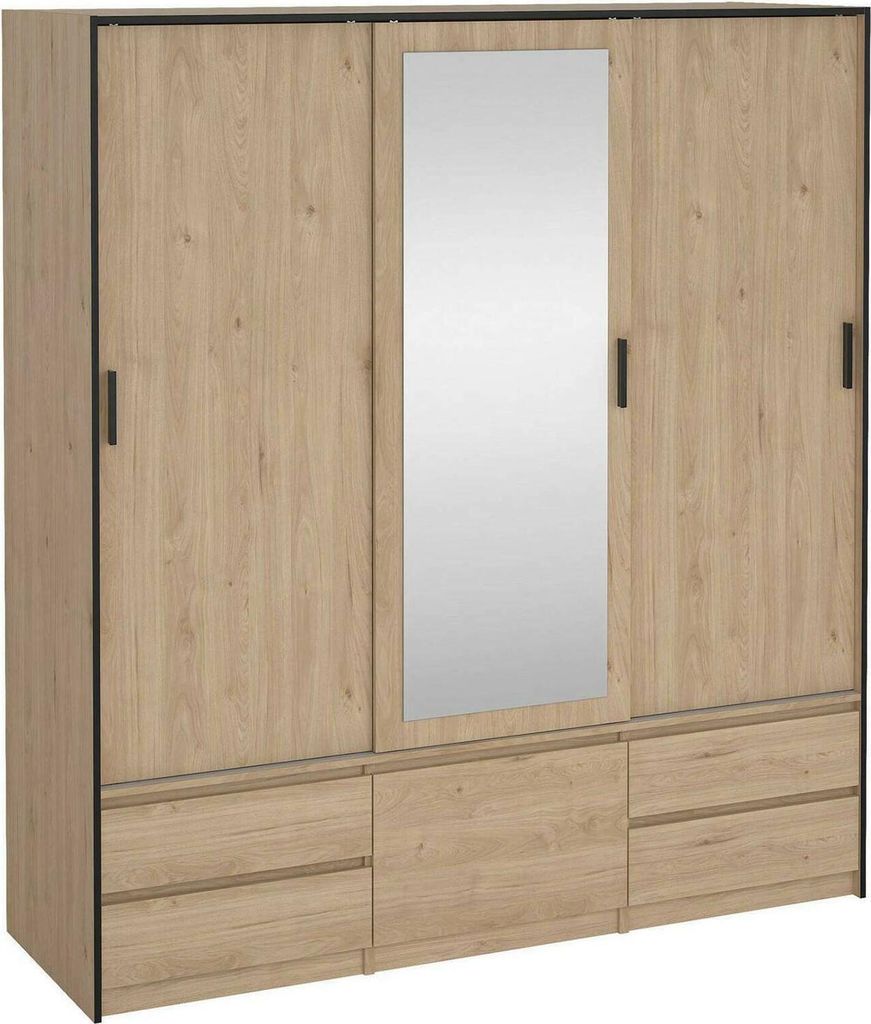 Großer Mehrzweckschrank Ljalkova, Multifunktionale Möbel, Schuhschrank, Besenschrank, 181x60 h200 cm, Eiche
