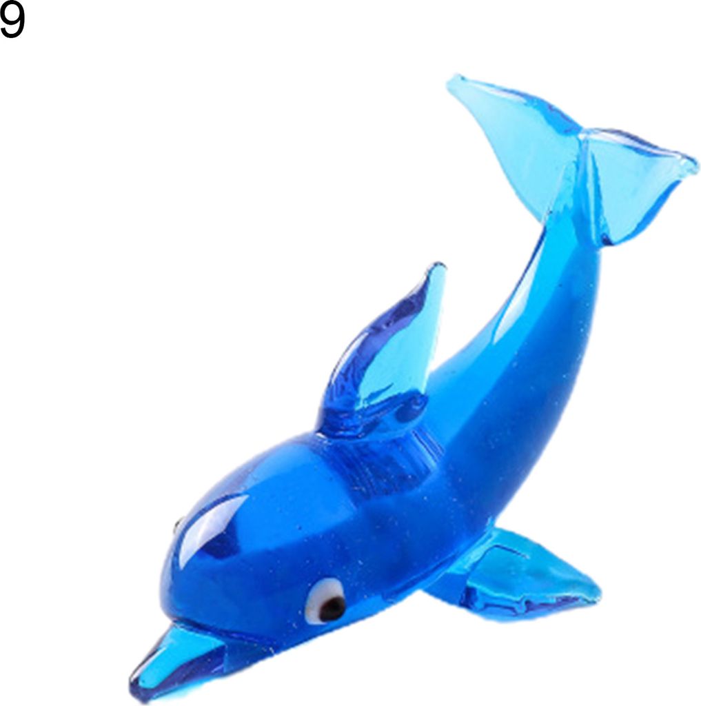 Delphinstatue klare lebhafte farbenfrohe schöne kleine Tierglas Miniatur -Dekoration-9